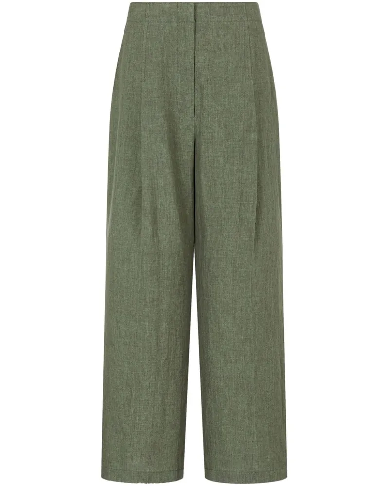 STUDIO TOMBOY Leinenhose mit weitem Bein Green