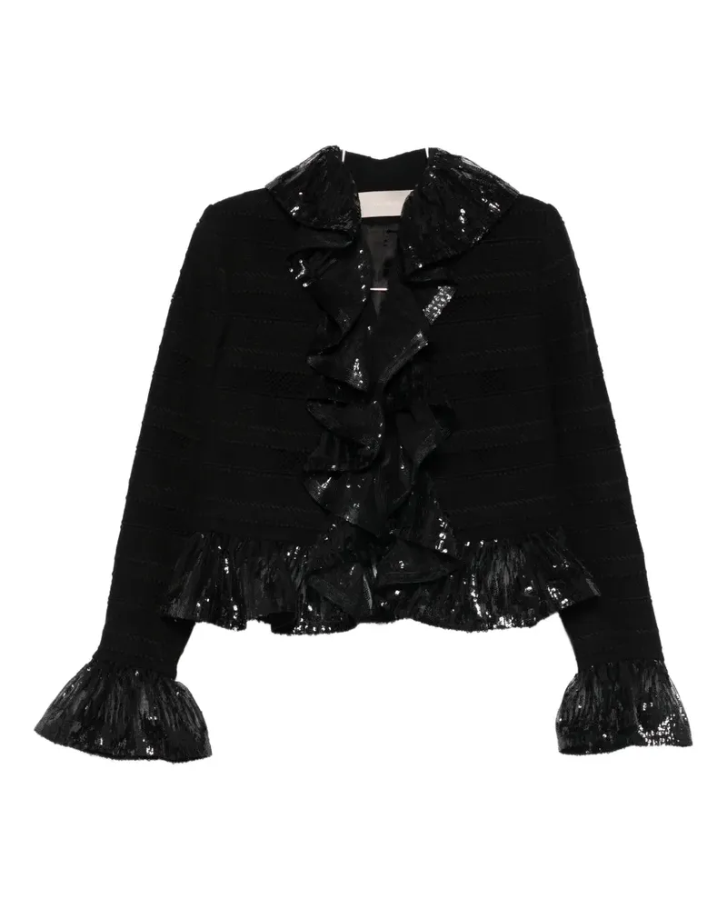 Elie Saab Gerüschte Jacke mit Pailletten - Schwarz Schwarz