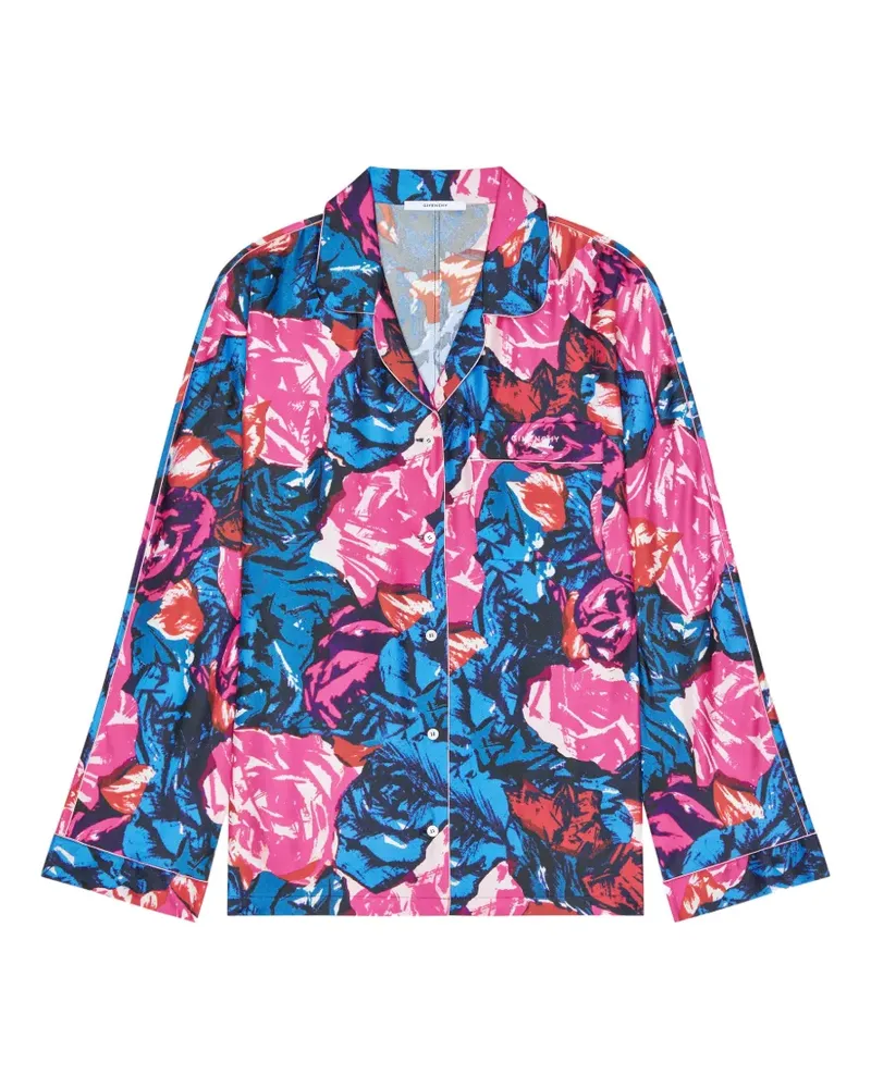 Givenchy Pyjama-Hemd aus Seide mit Blumenprint - Blau Blau