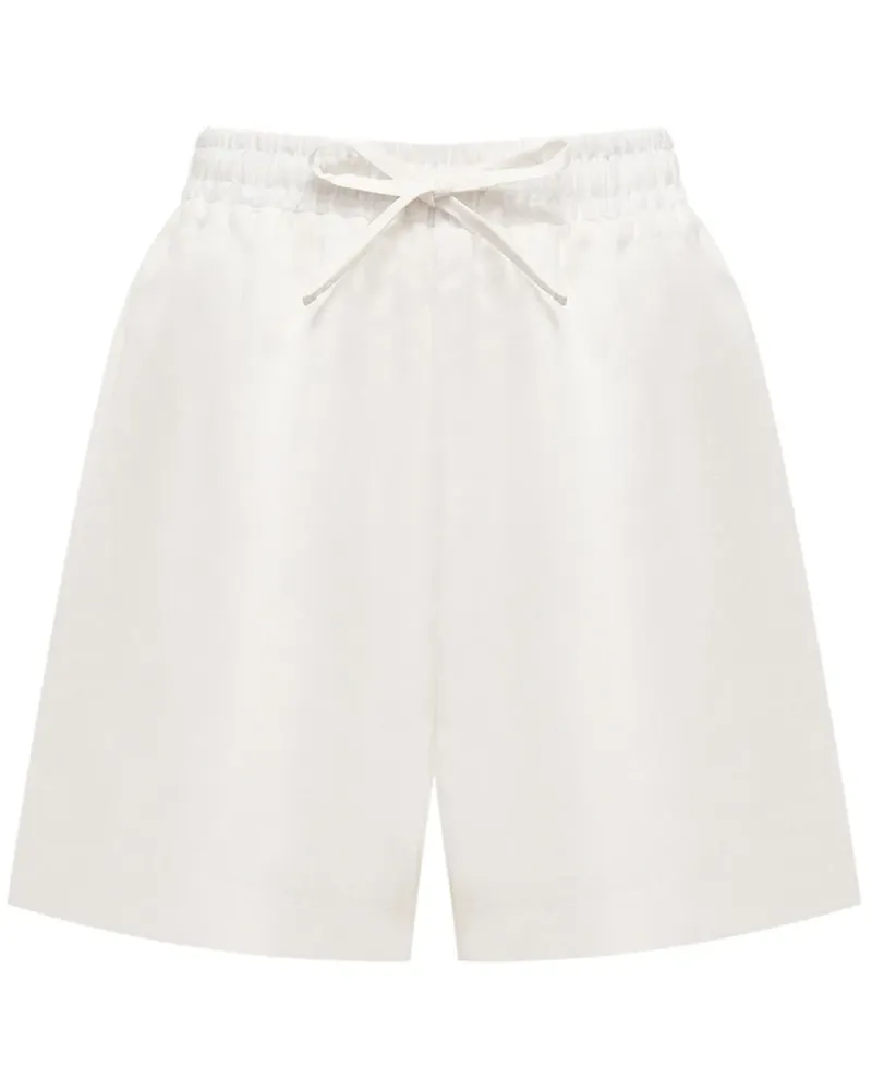 12 STOREEZ Shorts aus Leinen mit hohem Bund - Weiß Weiß