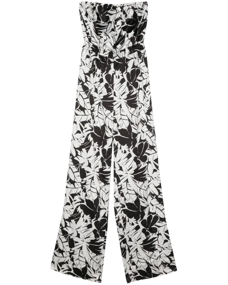 Michael Kors Satin-Jumpsuit mit Palmen-Print - Schwarz Schwarz