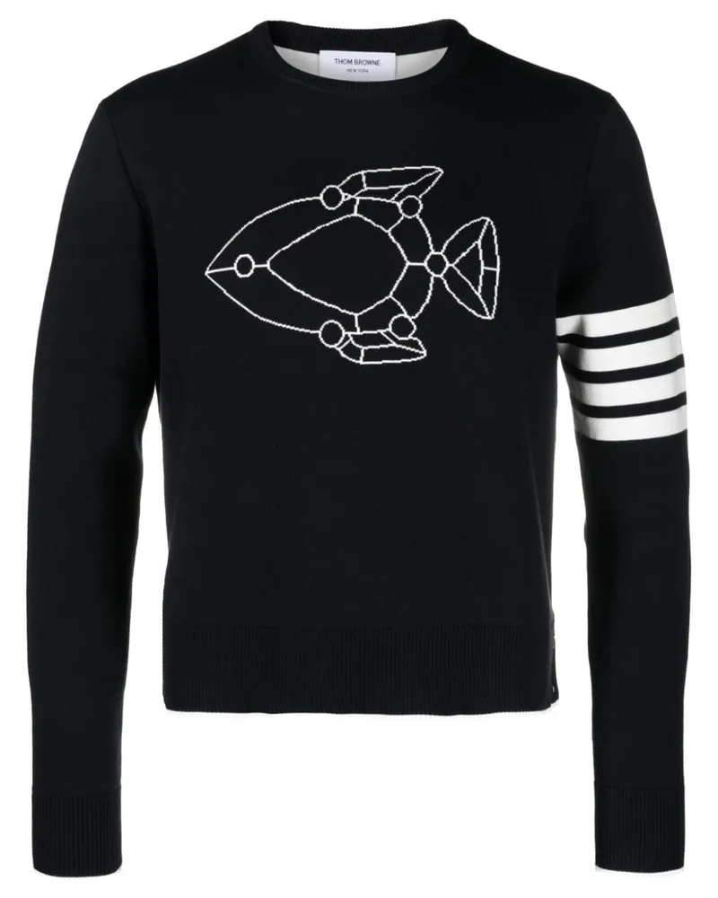 Thom Browne Jacquard-Pullover mit Fisch - Blau Blau