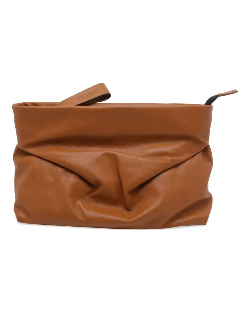Vic Matié Travel Schultertasche aus Leder mit Reißverschluss - Braun Braun