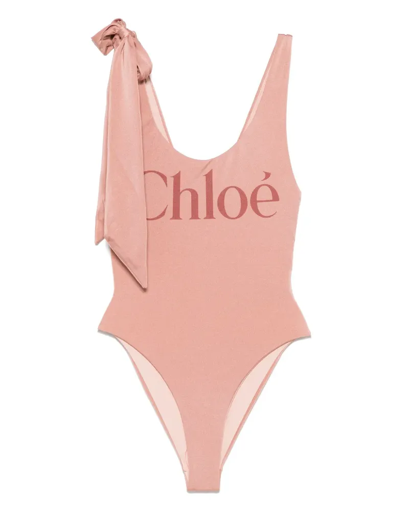 Chloé Badeanzug mit Logo-Print - Rosa Rosa