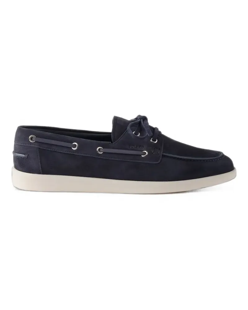 Prada suede boat shoes with laces - Blau Blau