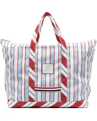 Thom Browne Gestreifter Shopper mit Logo-Patch Blau