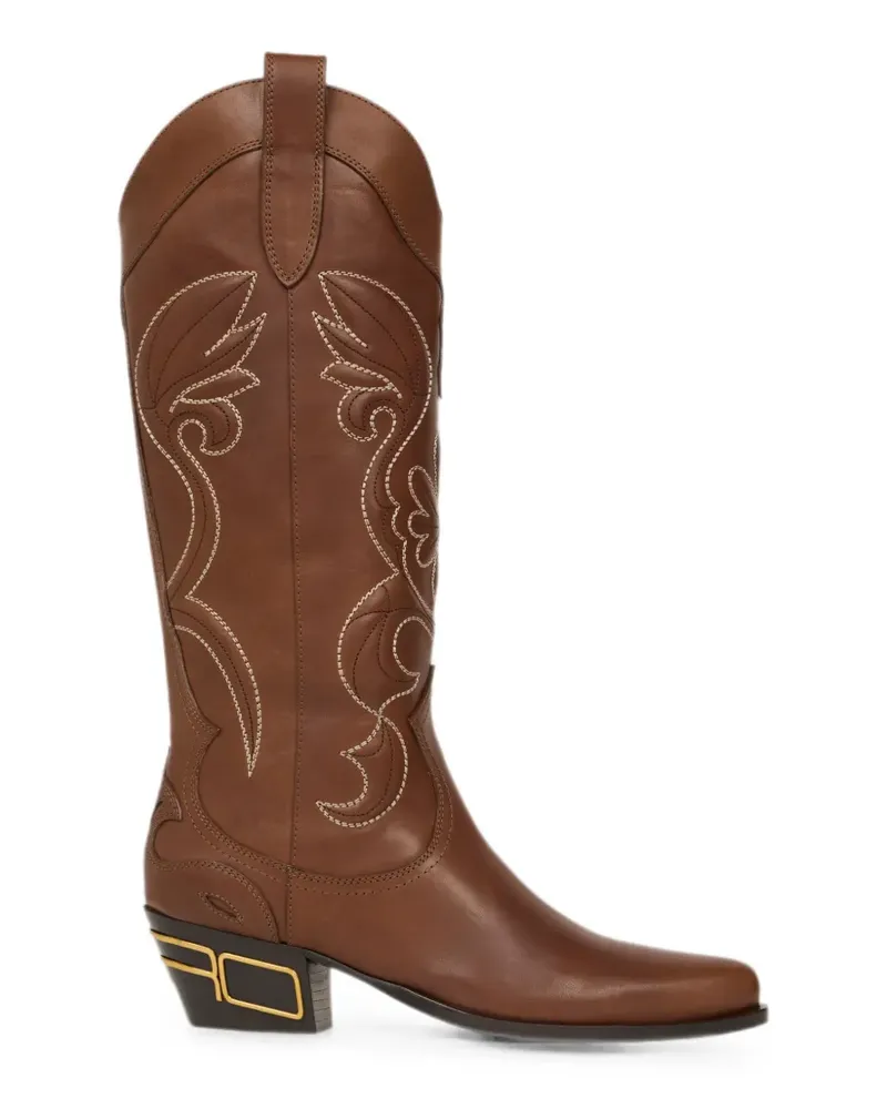 Etro Lederstiefel im texanischen Stil - Braun Braun