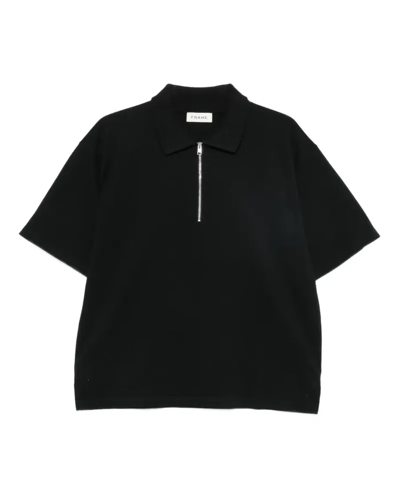 Frame Denim zip-fastening short-sleeve polo shirt - Schwarz Schwarz