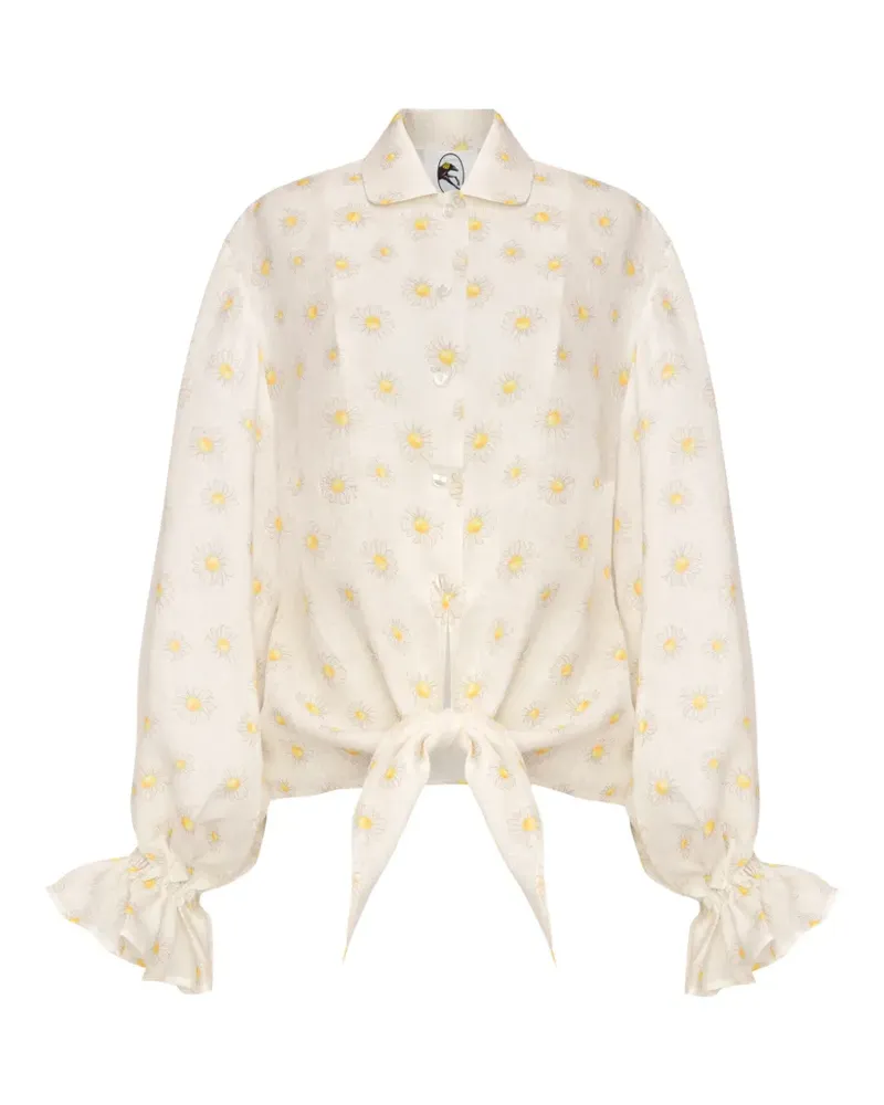 SLEEPER Rumba linen loungewear shirt - Weiß Weiß