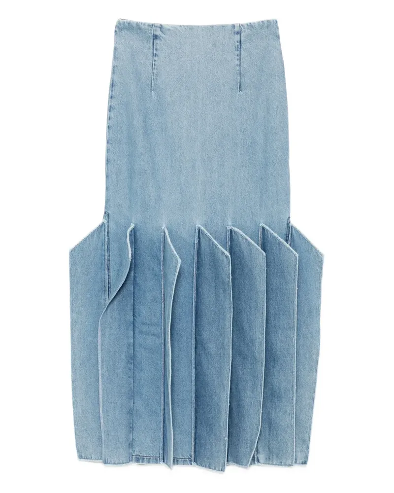 A.W.A.K.E. structured-hem midi denim skirt - Blau Blau