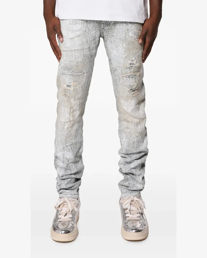 PURPLE BRAND distressed snake-print jeans - Grau Grau
