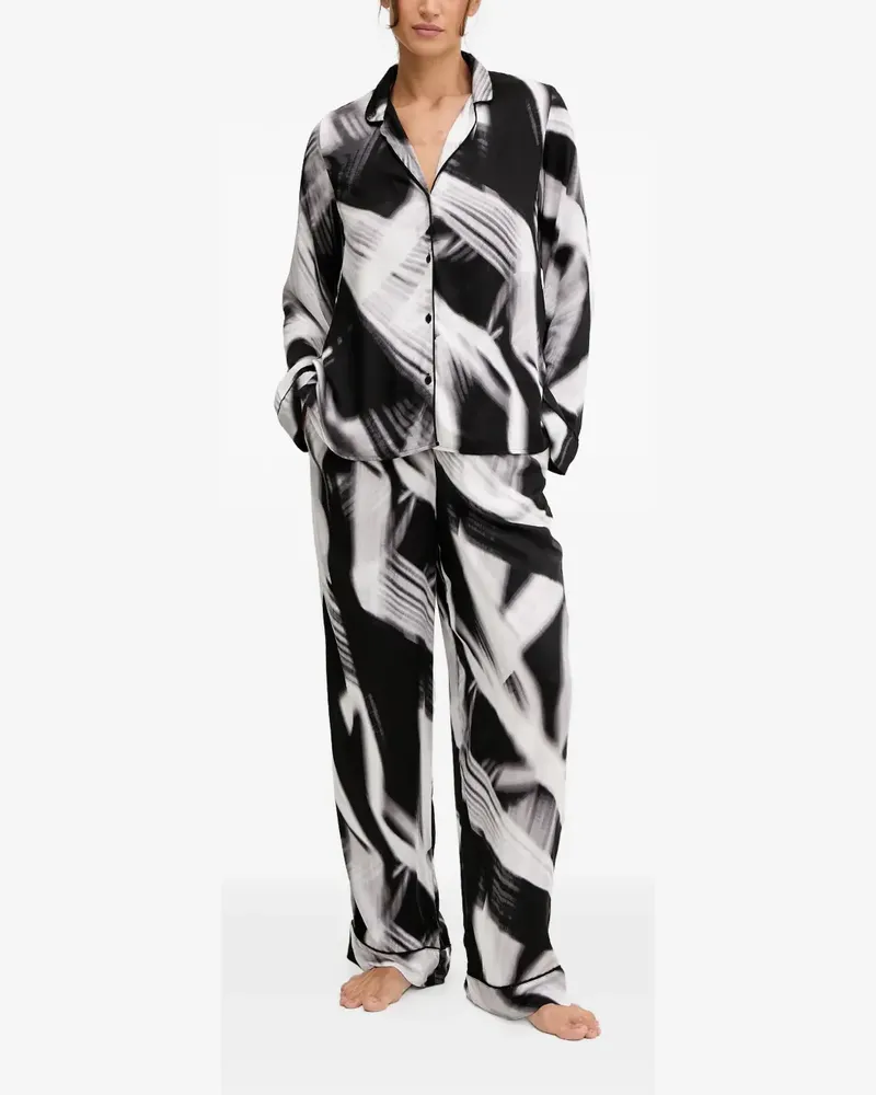 DKNY abstract print pajama set - Schwarz Schwarz
