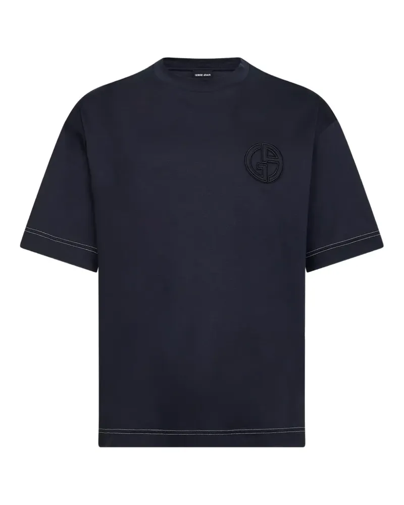 Giorgio Armani T-Shirt mit Logo-Stickerei - Blau Blau