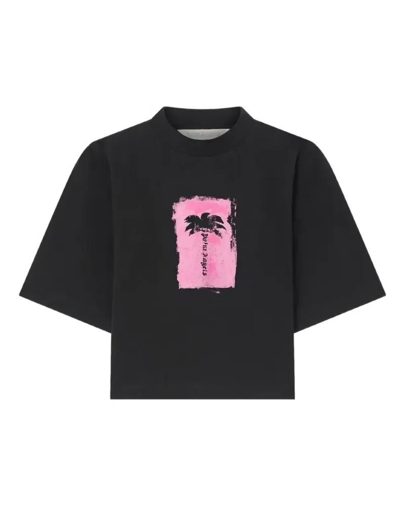 Palm Angels Gebürstetes Palm Tree Box T-Shirt - Schwarz Schwarz
