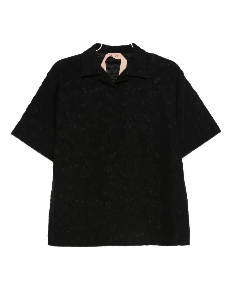 N° 21 Poloshirt mit Spitze - Schwarz Schwarz