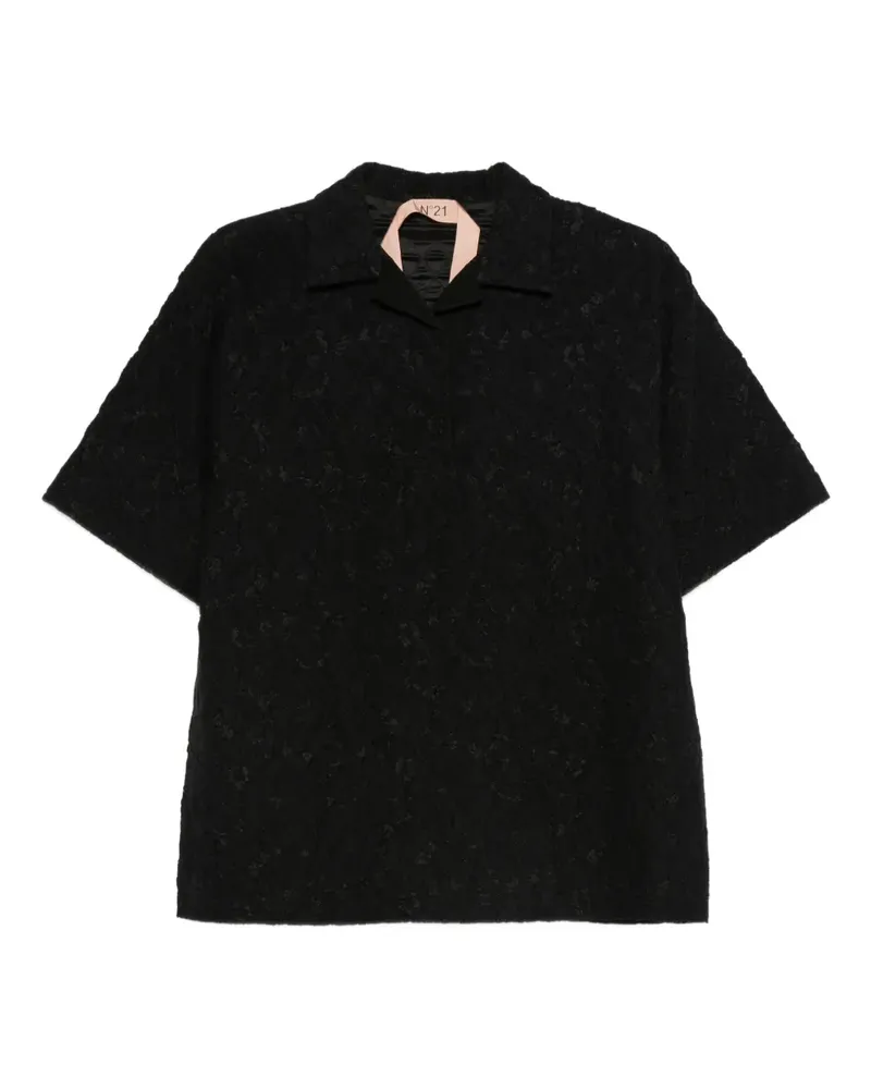 N° 21 Poloshirt mit Spitze - Schwarz Schwarz