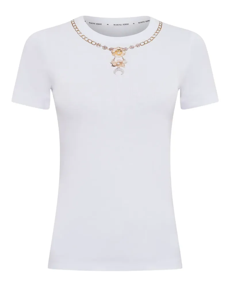 Marine Serre tromp oeil jewel-embellished T-shirt - Weiß Weiß