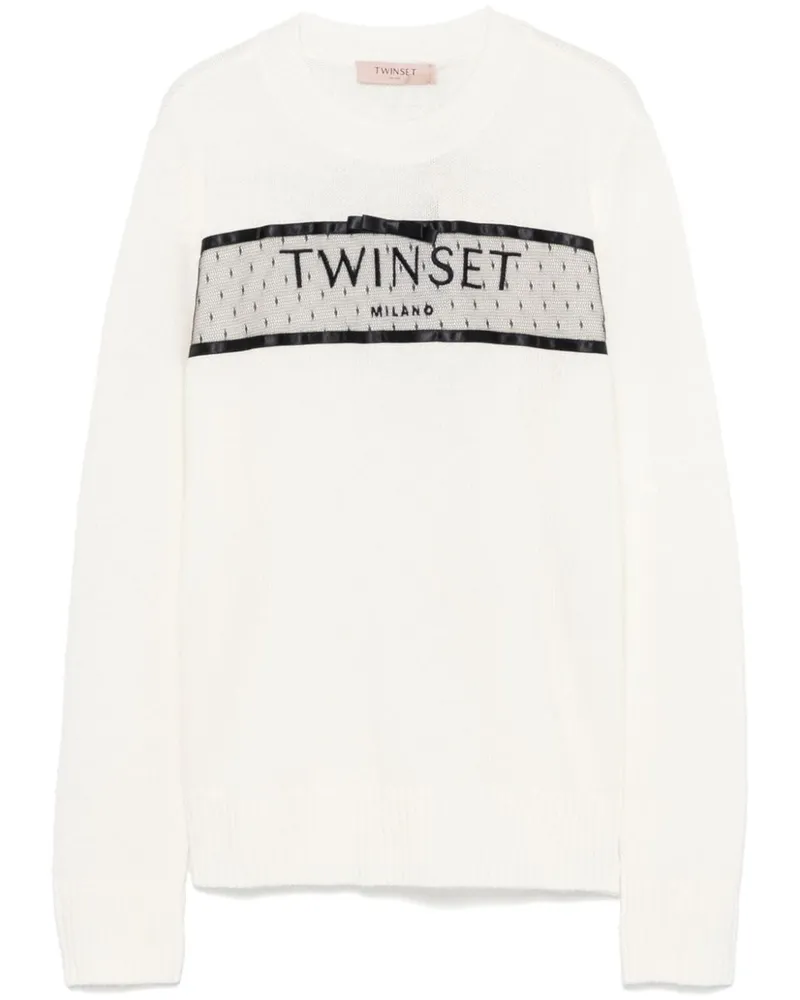 Twin-Set Pullover mit Logo-Stickerei - Weiß Weiß