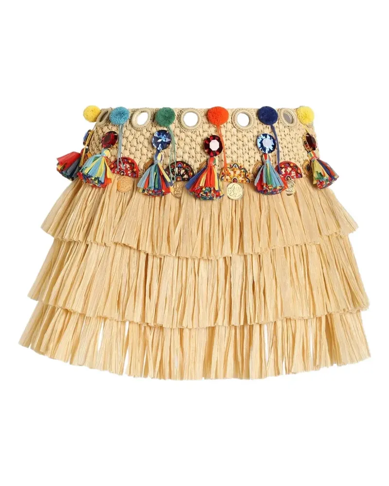 Dolce & Gabbana Raffia Mini-Rock mit Applikationen - Nude Nude