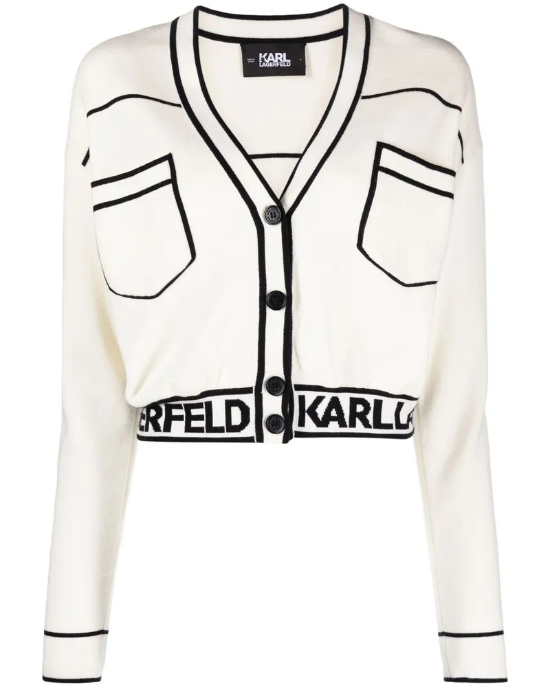 Karl Lagerfeld Cardigan mit V-Ausschnitt - Weiß Weiß