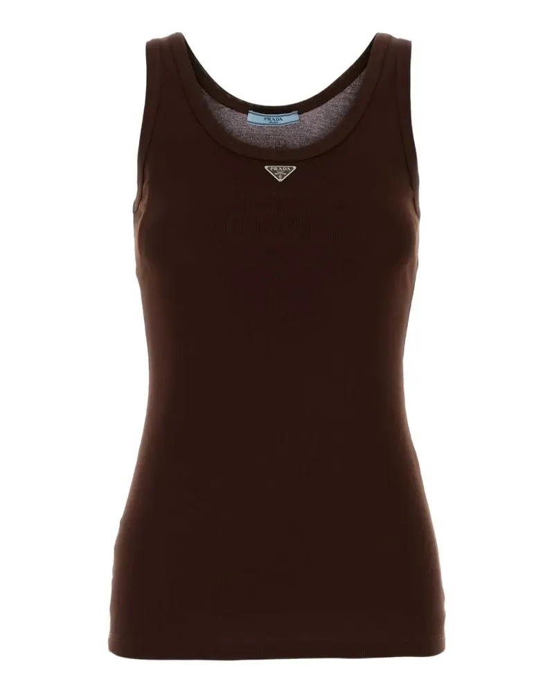 Prada triangle-logo ribbed-knit tank top - Braun Braun