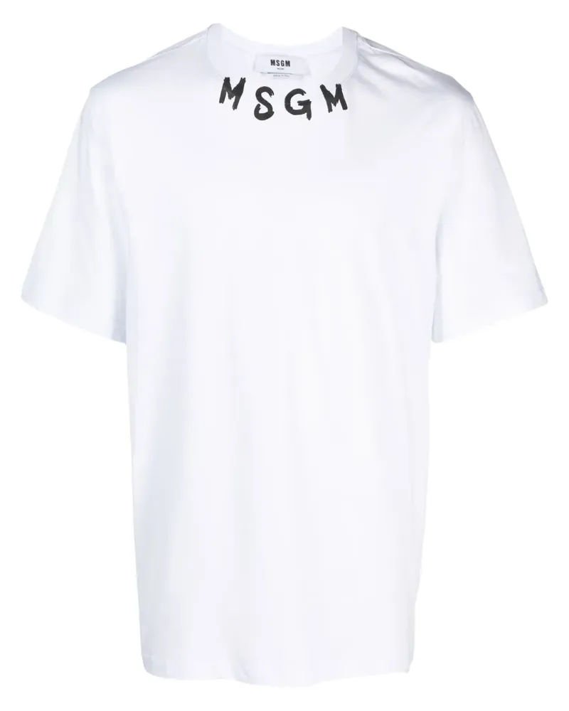 MSGM T-Shirt mit Logo-Print - Weiß Weiß