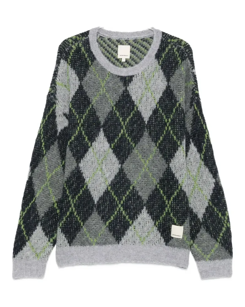 Emporio Armani Pullover mit Argyle-Muster - Grau Grau