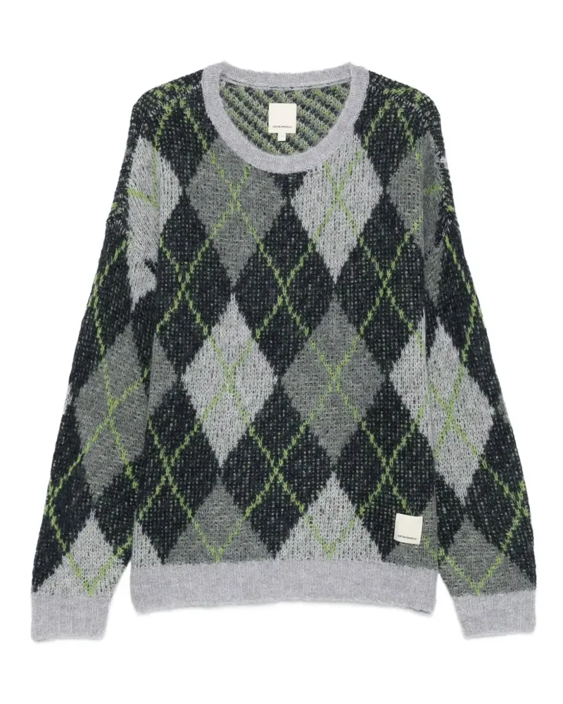 Emporio Armani Pullover mit Argyle-Muster - Grau Grau
