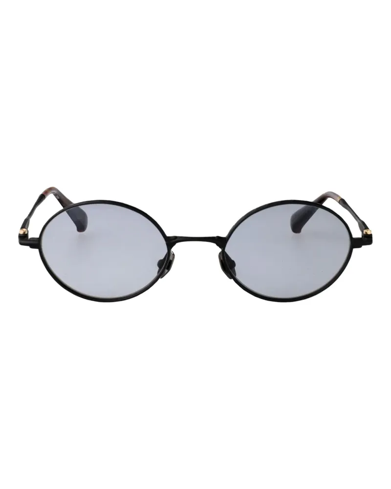 Yohji Yamamoto Sonnenbrille mit rundem Gestell - Schwarz Schwarz