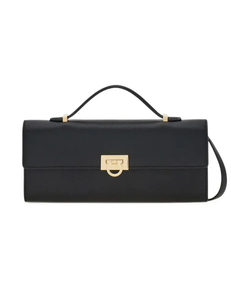 Ferragamo Gekörnte Gancini Schultertasche - Schwarz Schwarz