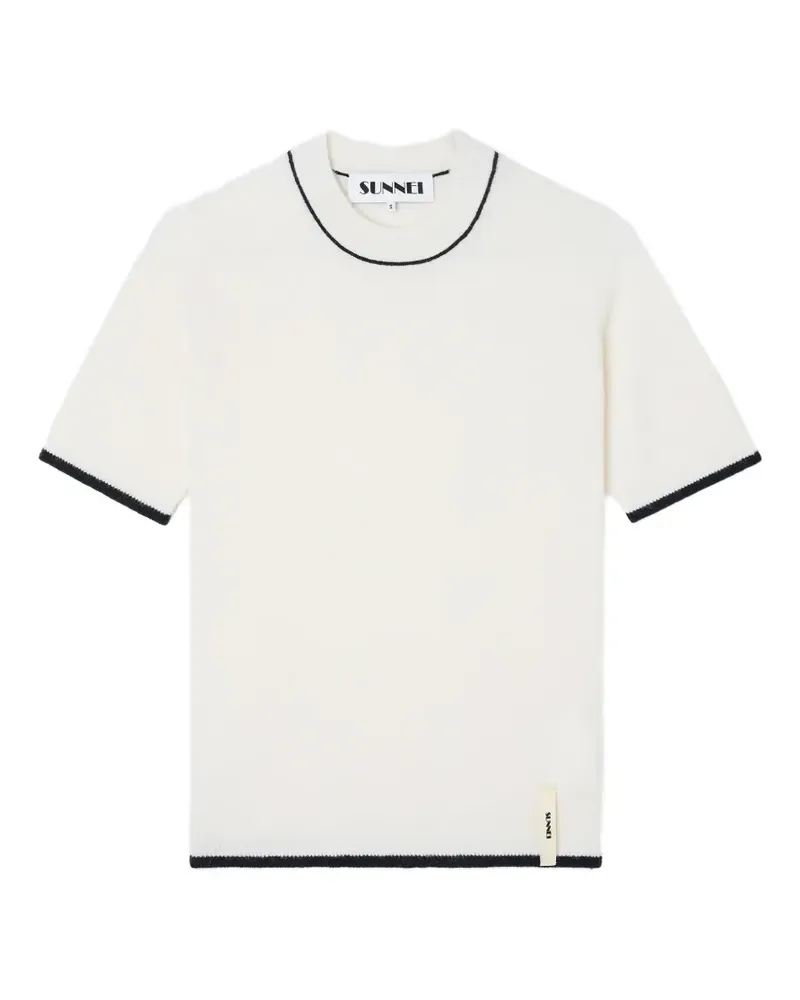 SUNNEI contrast trim short sleeve knit top - Nude Nude