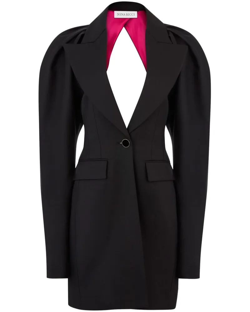 Nina Ricci Neckholder-Mantel mit Kokon-Ärmeln - Schwarz Schwarz