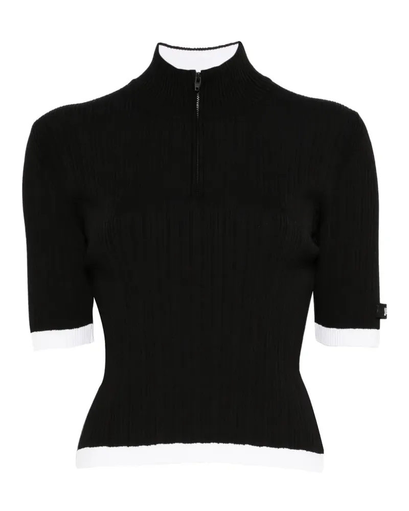 JUUN.J Geripptes T-Shirt mit Reißverschluss - Schwarz Schwarz