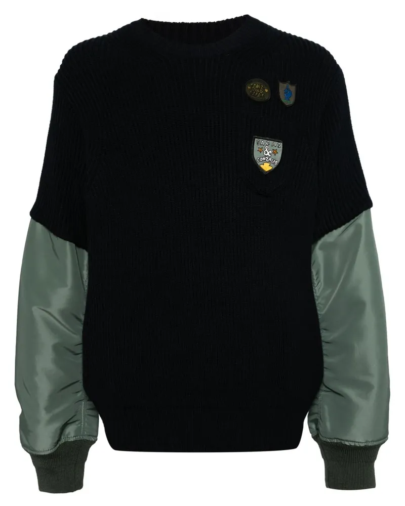 Sacai Gonz Pullover mit Patches Blau