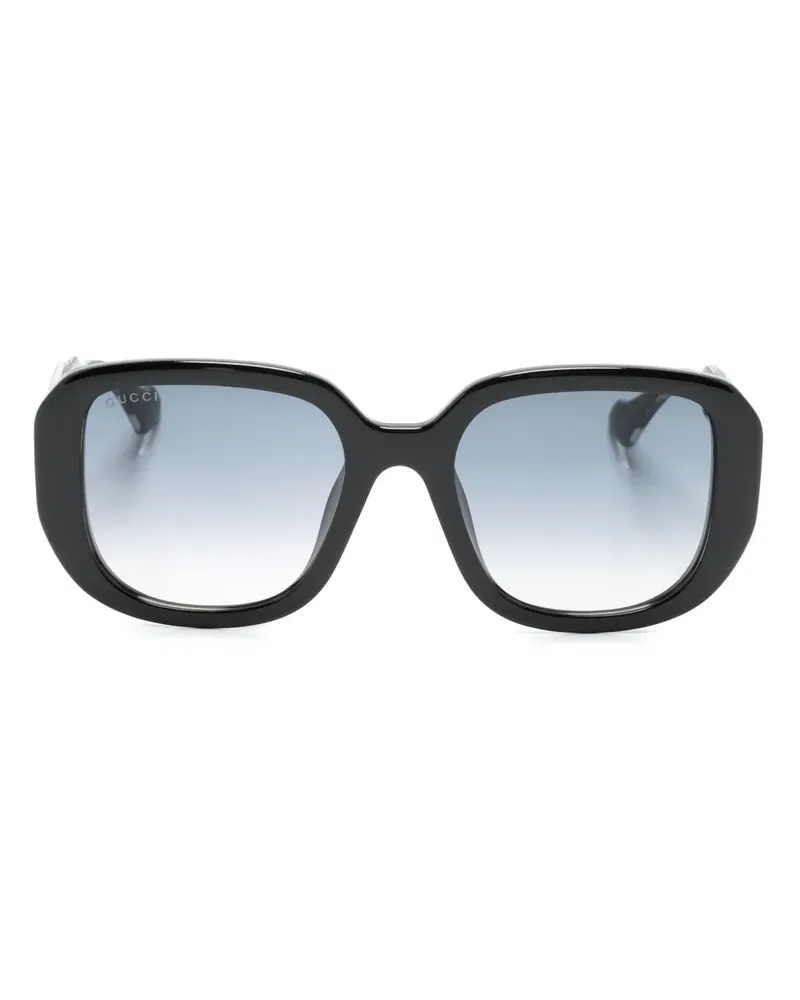 Gucci Sonnenbrille mit eckigem Gestell - Schwarz Schwarz