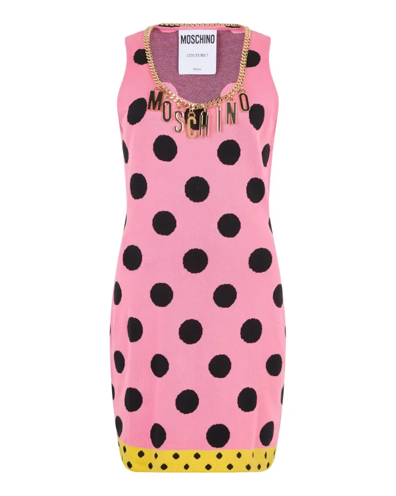 Moschino polka-dot logo-chain mini dress - Rosa Rosa