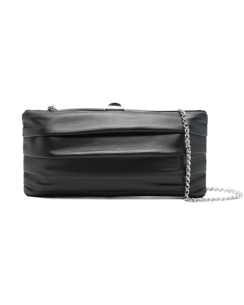 Rodo Geraffte Clutch mit Kettenriemen - Schwarz Schwarz