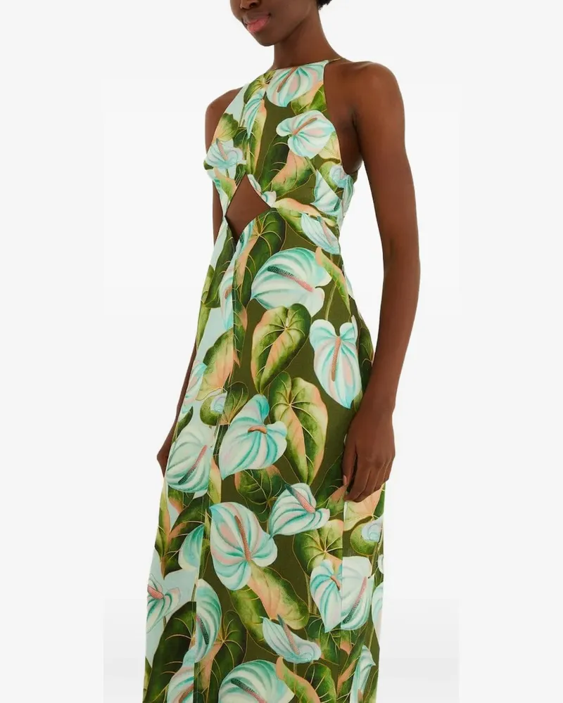 FARM Rio Midikleid mit Blumenprint - Grün Grün