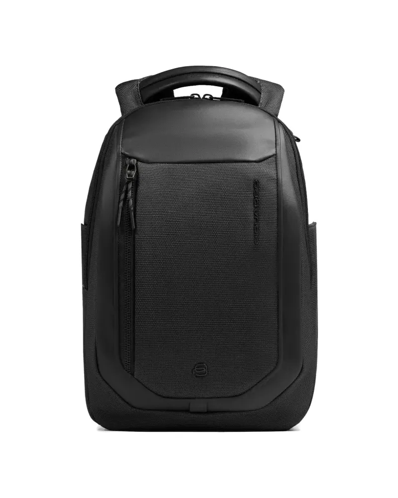 Piquadro Rucksack mit Ledereinsätzen - Schwarz Schwarz