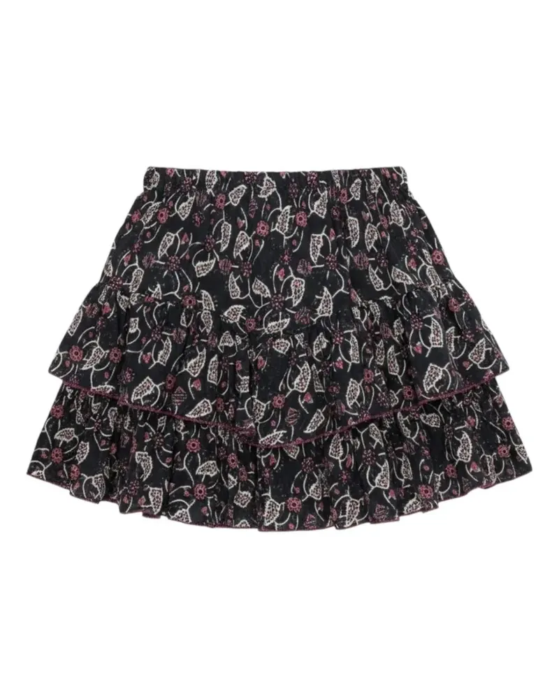 Isabel Marant floral-print ruffled mini skirt - Schwarz Schwarz