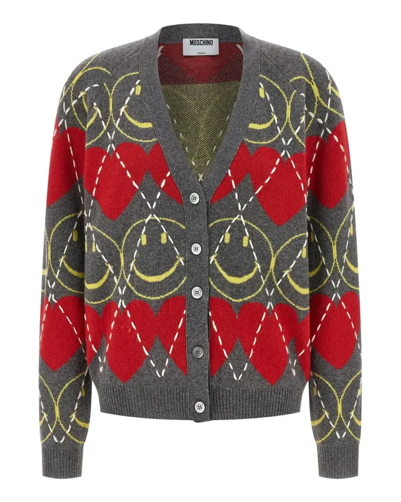 Moschino Wollcardigan mit Argyle-Muster - Grau Grau