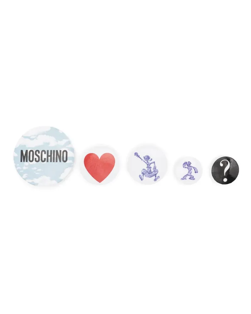 Moschino Anstecknadeln mit Logo (5er-Set) - Weiß Weiß