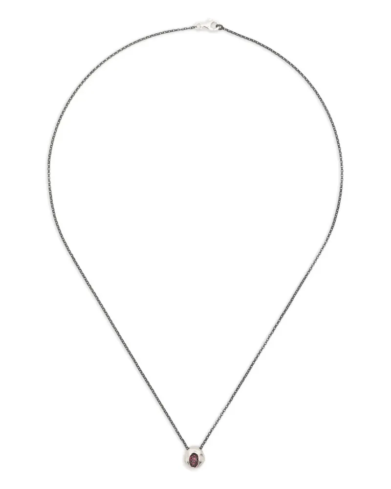 Rosa Maria Sterlingsilber-Halskette mit Rubin mit unregelmäßigem Anhänger Silber