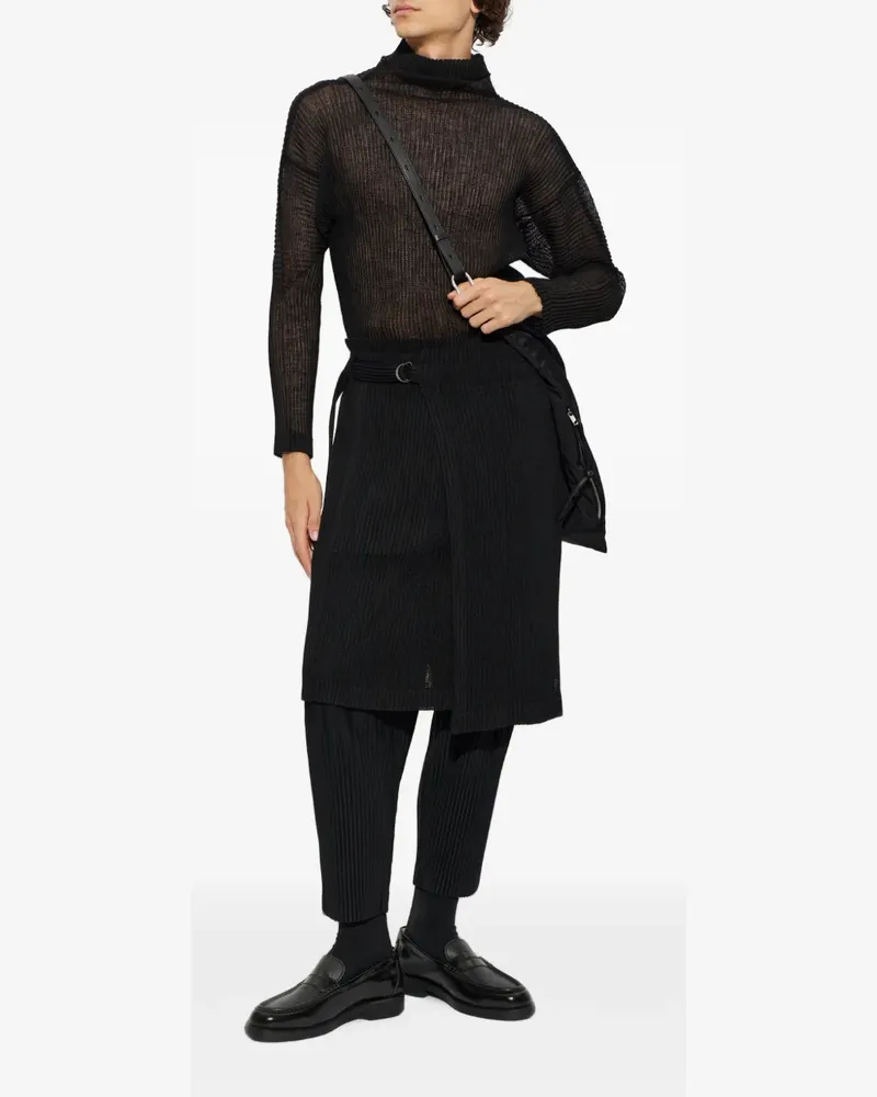 Issey Miyake Rollkragenpullover mit Falten - Schwarz Schwarz