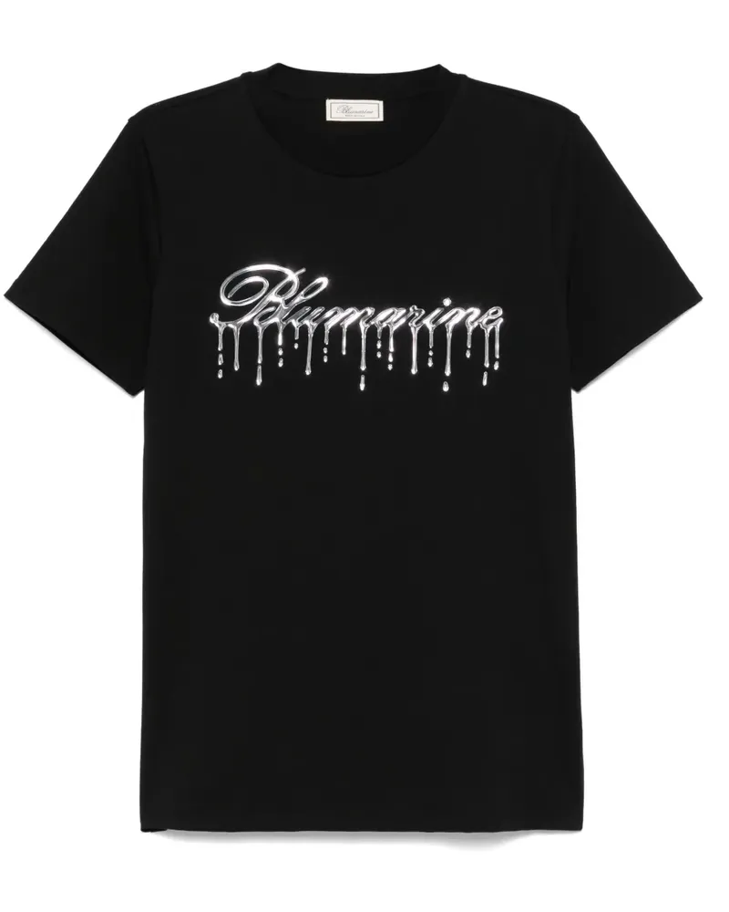 Blumarine T-Shirt mit vorstehendem Logo - Schwarz Schwarz