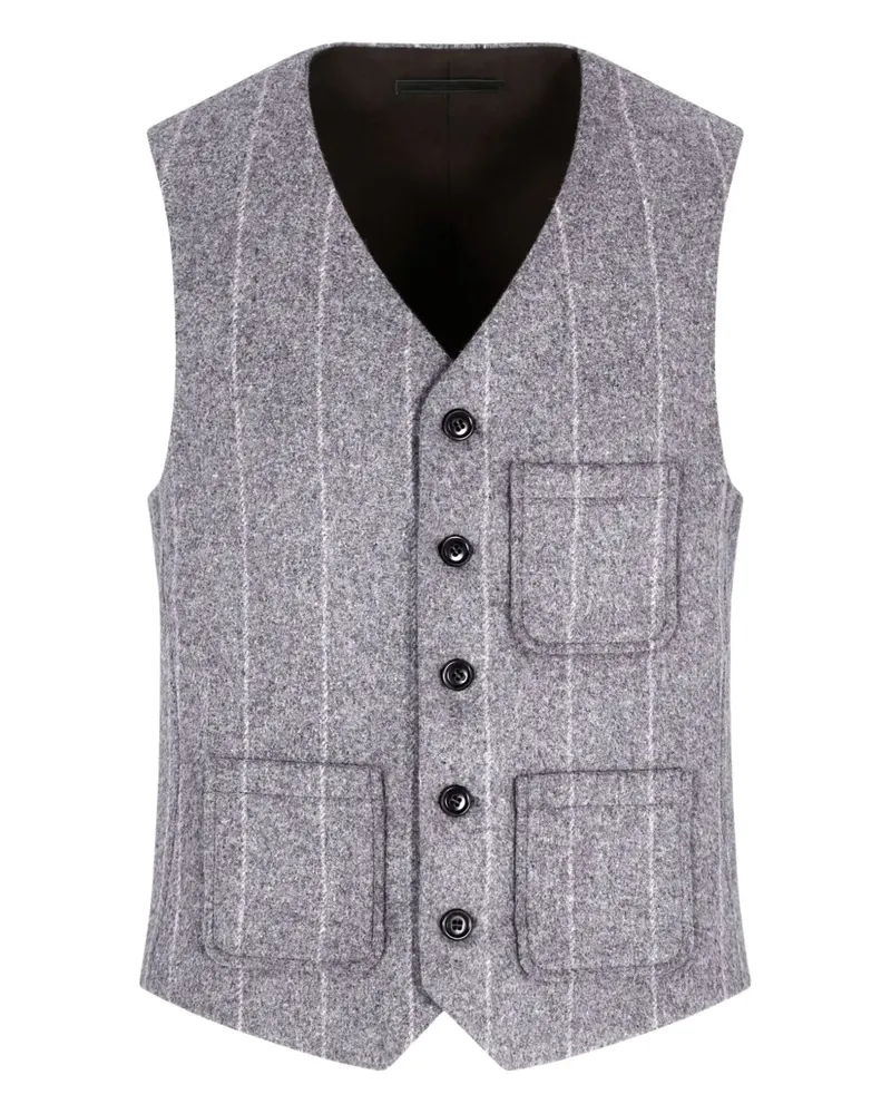 Giorgio Armani striped single-breasted coat - Grau Grau