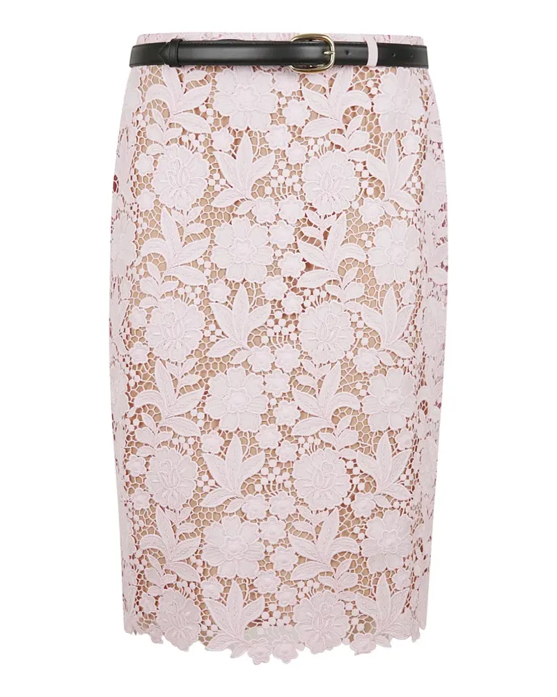 Self-Portrait floral-lace belted midi skirt - Rosa Rosa