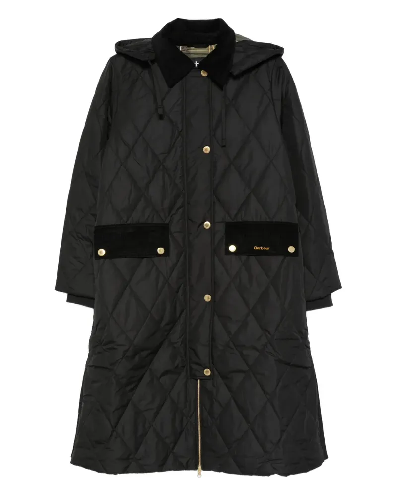 Barbour Gesteppter Kapuzenmantel - Schwarz Schwarz