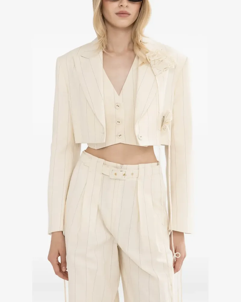 NISSA cropped cotton waistcoat - Nude Nude