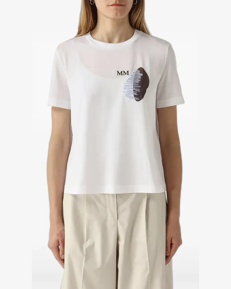 Max Mara T-Shirt mit Logo-Print - Weiß Weiß